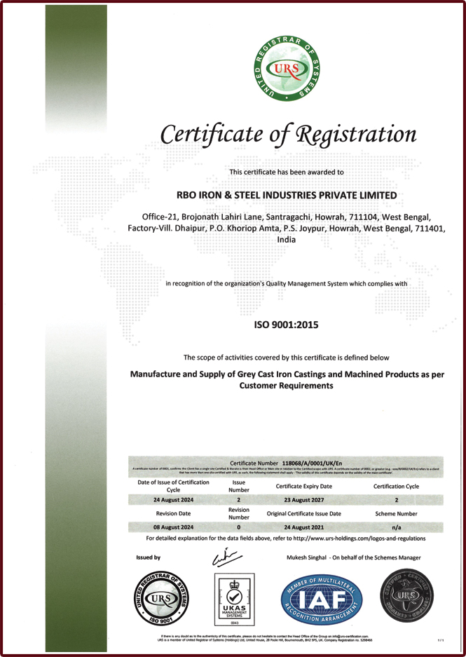 ISO 9001 2015 Certificate